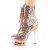 Pleaser BLONDIE-R-1020 Plateau Ankle Boots Sequins Chrome Rose Gold EU-37 / US-7