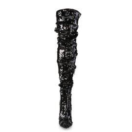 Pleaser COURTLY-3011 Overknee Boots Sequins Black EU-44 /...