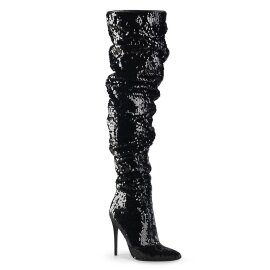 Pleaser COURTLY-3011 Overknee Boots Sequins Black EU-38 /...