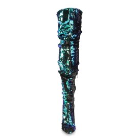 Pleaser COURTLY-3011 Overknee Boots Sequins Green Blue EU-41 / US-11