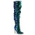Pleaser COURTLY-3011 Overknee Boots Sequins Green Blue EU-41 / US-11