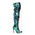Pleaser COURTLY-3011 Overknee Boots Sequins Green Blue EU-41 / US-11
