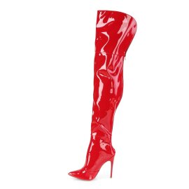 Pleaser COURTLY-3012 Overknee Boots Patent Red EU-36 / US-6
