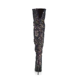Pleaser COURTLY-3015 Overknee Boots Glitter Black EU-38 / US-8