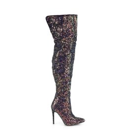 Pleaser COURTLY-3015 Overknee Boots Glitter Black EU-39 / US-9