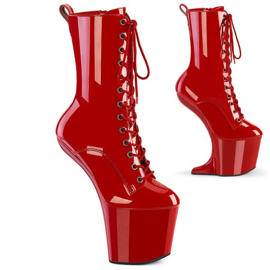 Pleaser CRAZE-1040 Plateau Ankle Boots Patent Red EU-37 / US-7