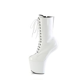Pleaser CRAZE-1040TT Plateau Ankle Boots Patent Black White EU-42 / US-12