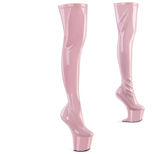 Pleaser CRAZE-3000 Plateau Overknee Boots Patent Light Pink EU-37 / US-7