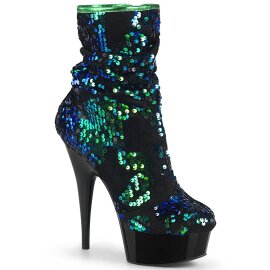Pleaser DELIGHT-1004 Plateau Ankle Boots Sequins Green...