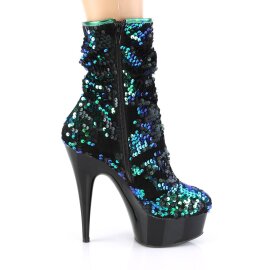 Pleaser DELIGHT-1004 Plateau Ankle Boots Sequins Green EU-35 / US-5