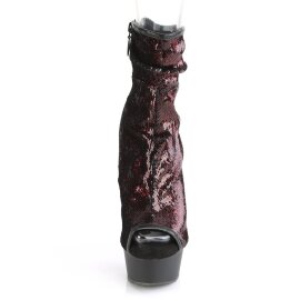 Pleaser DELIGHT-1008SQ Plateau Ankle Boots Sequins Red...