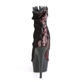Pleaser DELIGHT-1008SQ Plateau Ankle Boots Sequins Red EU-36 / US-6