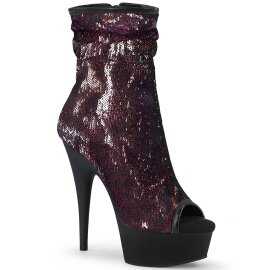 Pleaser DELIGHT-1008SQ Plateau Ankle Boots Sequins Red...