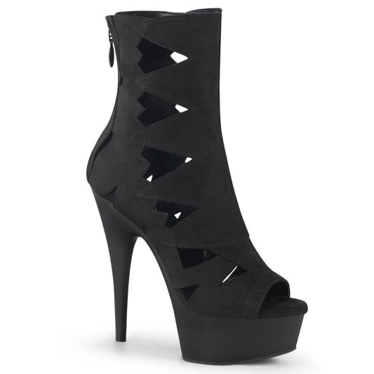 Pleaser DELIGHT-1014 Plateau Ankle Boots Faux Suede Black EU-36 / US-6