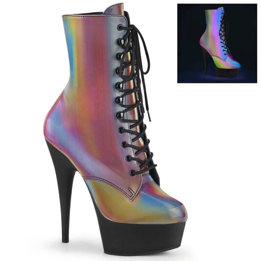 Pleaser DELIGHT-1020REFL Plateau Ankle Boots Reflection Colorful EU-36 / US-6