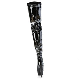 Pleaser DELIGHT-3000BONE Plateau Overknee Boots Patent Black EU-36 / US-6
