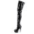 Pleaser DELIGHT-3000BONE Plateau Overknee Boots Patent Black EU-36 / US-6