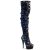 Pleaser DELIGHT-3004 Plateau Overknee Boots Sequins Blue EU-36 / US-6