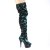 Pleaser DELIGHT-3004 Plateau Overknee Boots Sequins Green EU-35 / US-5