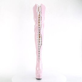 Pleaser DELIGHT-3027 Plateau Overknee Boots Patent Light...