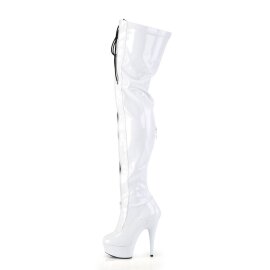 Pleaser DELIGHT-3027 Plateau Overknee Boots Patent White EU-35 / US-5