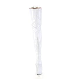 Pleaser DELIGHT-3027 Plateau Overknee Boots Patent White EU-35 / US-5