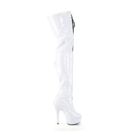 Pleaser DELIGHT-3027 Plateau Overknee Boots Patent White EU-35 / US-5