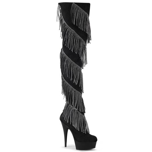 Pleaser DELIGHT-3065 Plateau Overknee Boots Black EU-36 / US-6