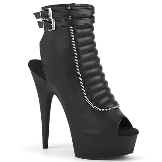 Pleaser DELIGHT-600-18 Plateau Ankle Boots Faux Leather Black EU-37 / US-7