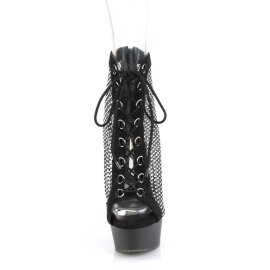Pleaser DELIGHT-600-33RM Plateau Ankle Boots Faux Suede Rhinestones Black EU-37 / US-7