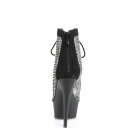 Pleaser DELIGHT-600-33RM Plateau Ankle Boots Faux Suede Rhinestones Black EU-37 / US-7