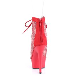 Pleaser DELIGHT-600-33RM Plateau Ankle Boots Faux Suede Rhinestones Red EU-41 / US-11