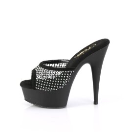 Pleaser DELIGHT-601-6RM Plateau Mules Faux Suede Rhinestones Black EU-35 / US-5