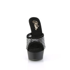 Pleaser DELIGHT-601-6RM Plateau Mules Faux Suede Rhinestones Black EU-38 / US-8