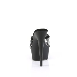 Pleaser DELIGHT-601-6RM Plateau Mules Faux Suede Rhinestones Black EU-38 / US-8