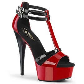 Pleaser DELIGHT-663 Plateau Sandalettes Patent Red EU-35...