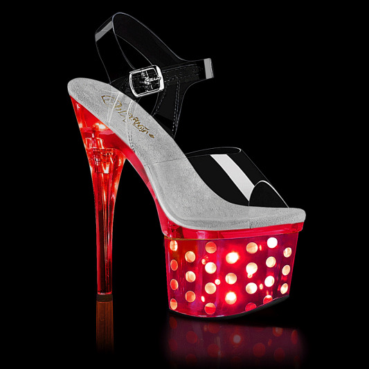 Pleaser DISCOLITE-708DOTS Plateau Sandalettes Transparent Colorful EU-39 / US-9