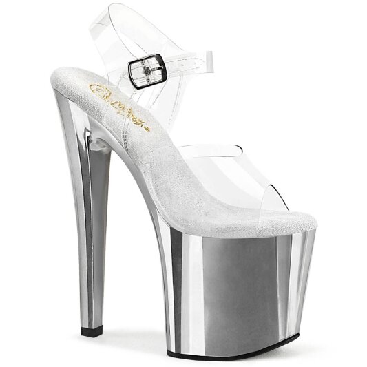 Pleaser ENCHANT-708 Plateau Sandalettes Chrome Transparent Silver EU-37 / US-7