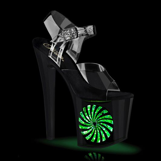 Pleaser ENCHANT-708LT-PINWHE Plateau Sandalettes Transparent Black EU-35 / US-5