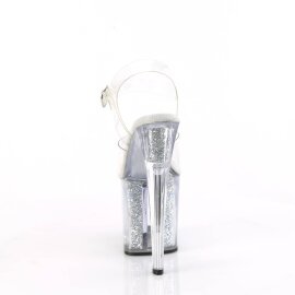 Pleaser ENCHANT-708RSI Plateau Sandalettes Glitter Transparent Silver EU-37 / US-7