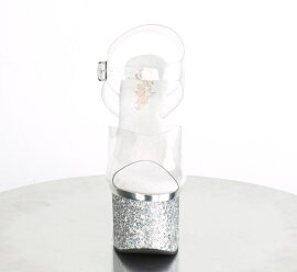 Pleaser ESTEEM-708CHLG Plateau Sandalettes Glitter Silver...