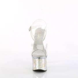 Pleaser ESTEEM-708CK Plateau Sandalettes Holo Transparent...