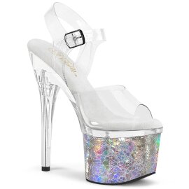 Pleaser ESTEEM-708CK Plateau Sandalettes Holo Transparent...