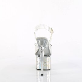 Pleaser ESTEEM-708CK Plateau Sandalettes Holo Transparent Silver EU-37 / US-7