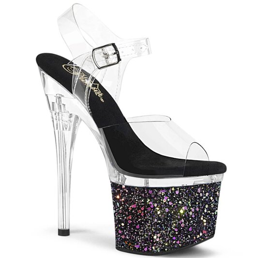 Pleaser ESTEEM-708LG Plateau Sandalettes Glitter Transparent Colorful EU-38 / US-8