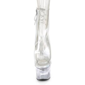 Pleaser FLASHDANCE-1018C-7 Plateau Ankle Boots Transparent EU-36 / US-6