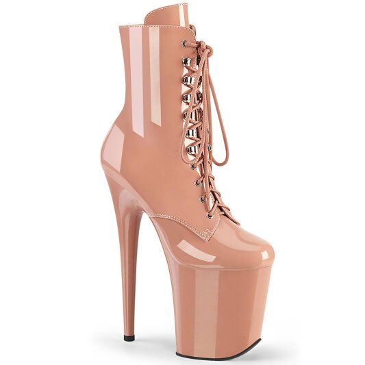 Pleaser FLAMINGO-1020 Plateau Ankle Boots Patent Light Blush EU-35 / US-5