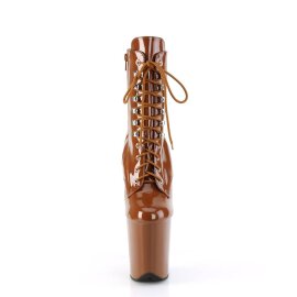Pleaser FLAMINGO-1020 Plateau Ankle Boots Patent Caramel EU-42 / US-12