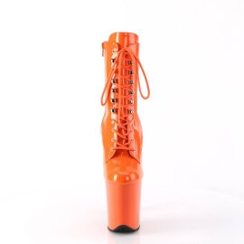 Pleaser FLAMINGO-1020 Plateau Ankle Boots Patent Orange...
