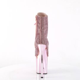 Pleaser FLAMINGO-1020CHRS Plateau Ankle Boots Rhinestones Chrome Light Pink EU-35 / US-5